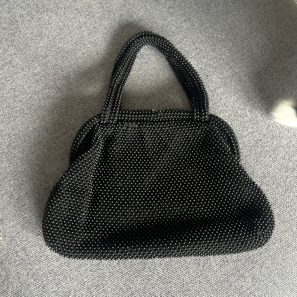 Elegant Vintage Black Beaded Handbag